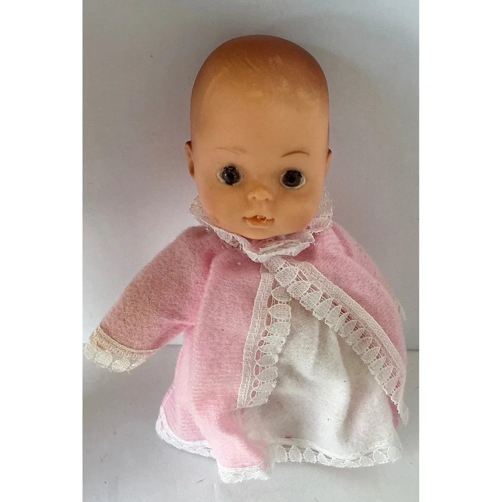 Eegee‎ Co Softina Vintage Doll Set Striped Dress Pink Lace Outfit 13in 1980s